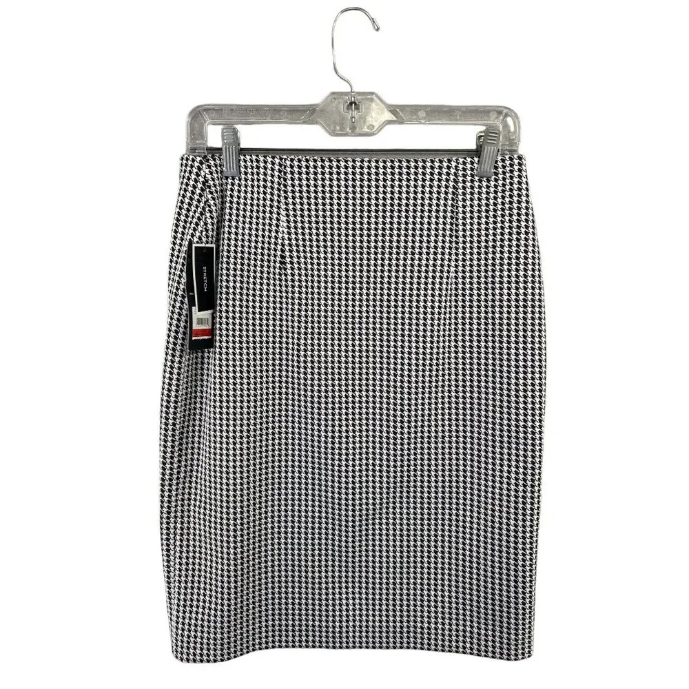Nine West NWT Women's Houndstooth Black & Ivory Lined Skirt Size XS - Picture 3 of 9